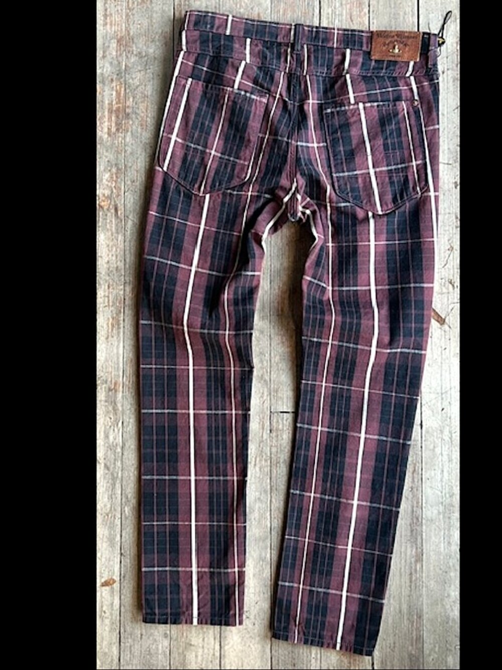 VIVIAN WESTWOOD Men's 31 Plum / Black Tartan Plaid Trouser Pants - Picture 2 of 16